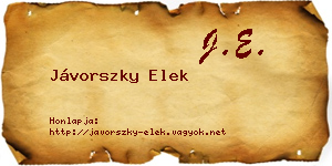 Jávorszky Elek névjegykártya
