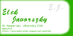 elek javorszky business card